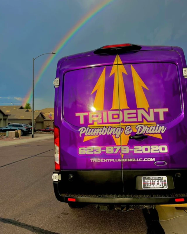 trident plumbing and drain van back view shot trident plumbing and drain van back view shot